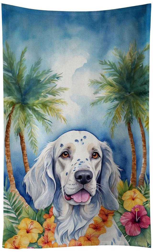 Main image of English Setter Luau Kitchen Towel Dish Cloths Guest Hand Towel Decorative Bathroom Towel for Face,Tea, Dishcloth, Kitchen and Bath