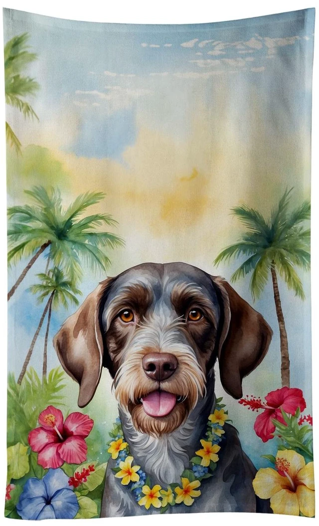 Main image of German Wirehaired Pointer Luau Kitchen Towel Dish Cloths Guest Hand Towel Decorative Bathroom Towel for Face,Tea, Dishcloth, Kitchen and Bath