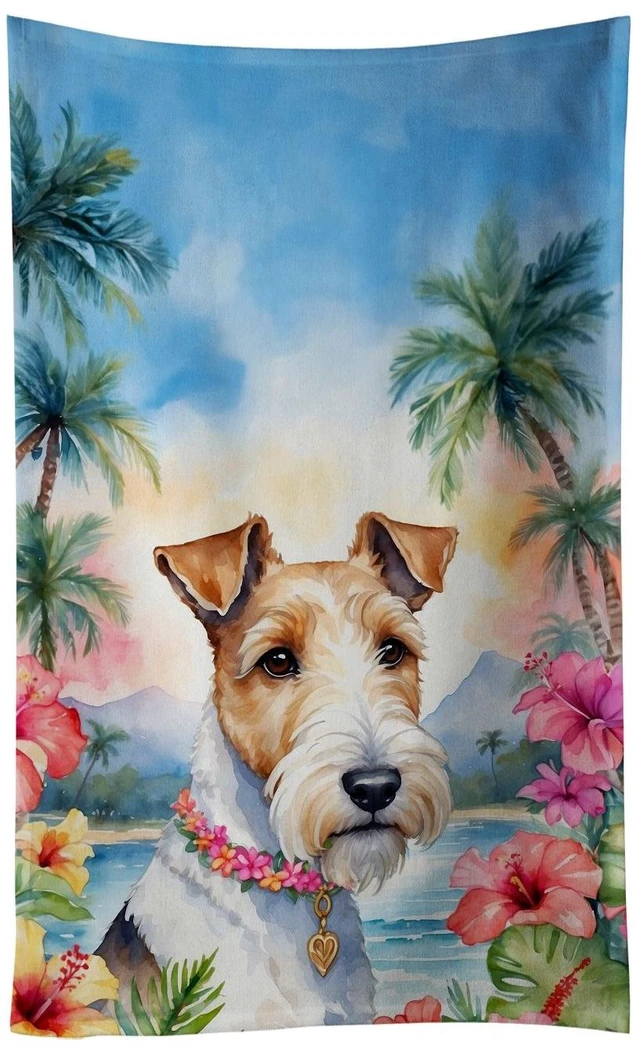 Main image of Fox Terrier Luau Kitchen Towel Dish Cloths Guest Hand Towel Decorative Bathroom Towel for Face,Tea, Dishcloth, Kitchen and Bath