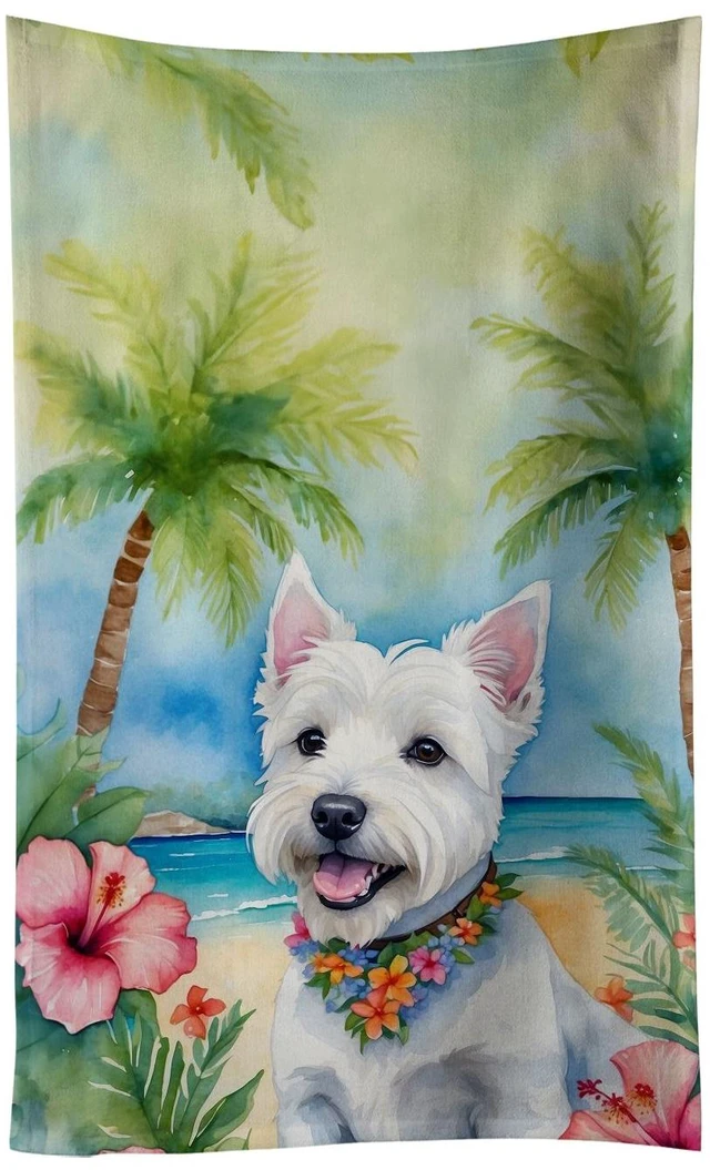 Main image of Westie Luau Kitchen Towel Dish Cloths Guest Hand Towel Decorative Bathroom Towel for Face,Tea, Dishcloth, Kitchen and Bath