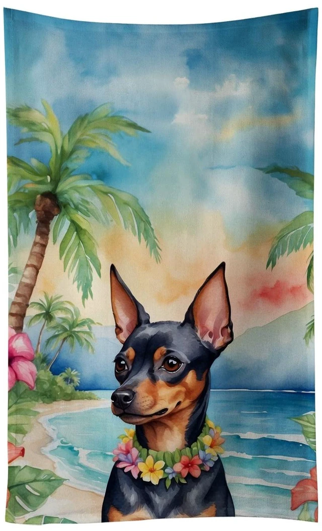 Main image of Miniature Pinscher Luau Kitchen Towel Dish Cloths Guest Hand Towel Decorative Bathroom Towel for Face,Tea, Dishcloth, Kitchen and Bath
