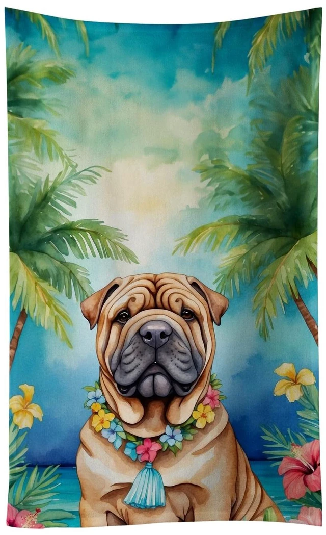 Main image of Shar Pei Luau Kitchen Towel Dish Cloths Guest Hand Towel Decorative Bathroom Towel for Face,Tea, Dishcloth, Kitchen and Bath