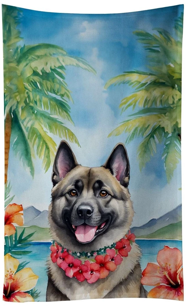 Main image of Norwegian Elkhound Luau Kitchen Towel Dish Cloths Guest Hand Towel Decorative Bathroom Towel for Face,Tea, Dishcloth, Kitchen and Bath