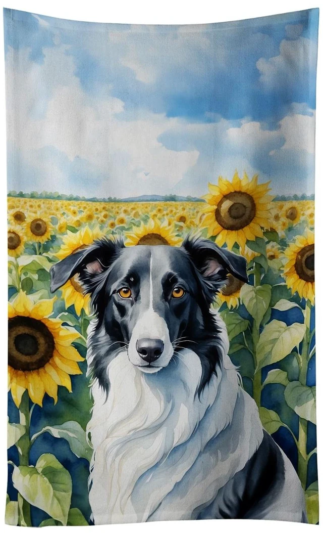 Main image of Borzoi in Sunflowers Kitchen Towel Dish Cloths Guest Hand Towel Decorative Bathroom Towel for Face,Tea, Dishcloth, Kitchen and Bath