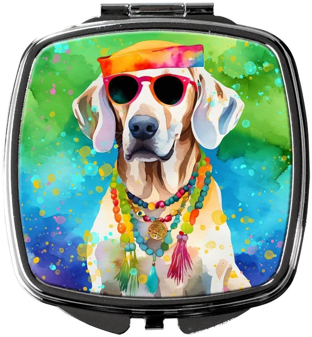 Main image of Weimaraner Hippie Dawg Compact Mirror Decorative Travel Makeup Mirror for Women Girls Gifts Pocket Makeup Mirror Folding Handheld