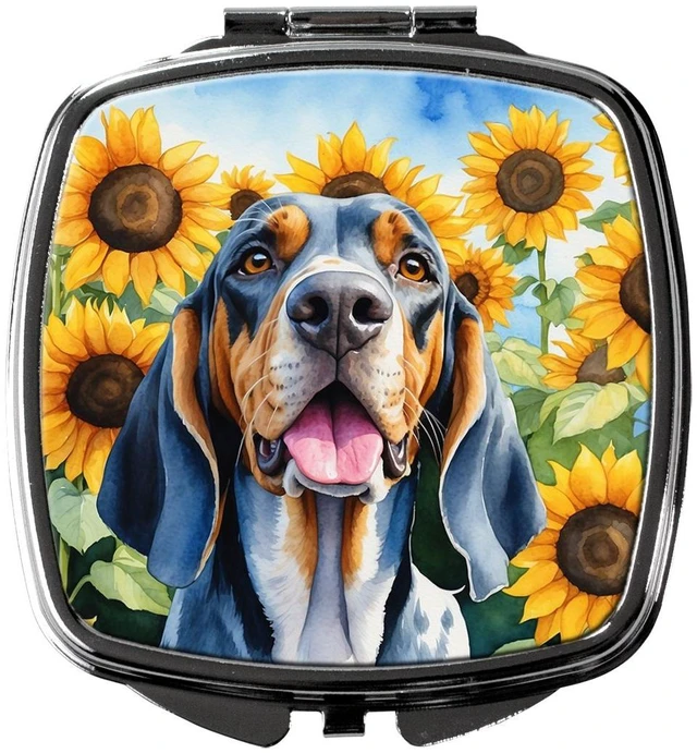 Main image of American English Coonhound in Sunflowers Compact Mirror Decorative Travel Makeup Mirror for Women Girls Gifts Pocket Makeup Mirror Folding Handheld