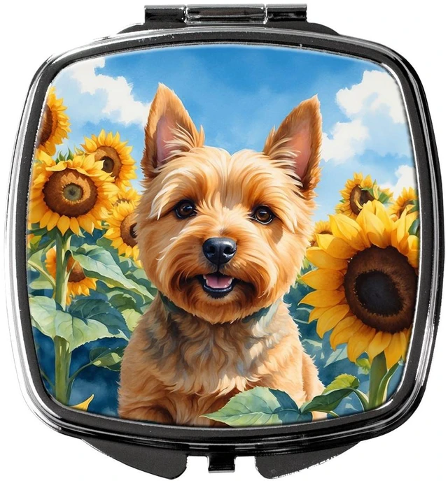 Main image of Norwich Terrier in Sunflowers Compact Mirror Decorative Travel Makeup Mirror for Women Girls Gifts Pocket Makeup Mirror Folding Handheld