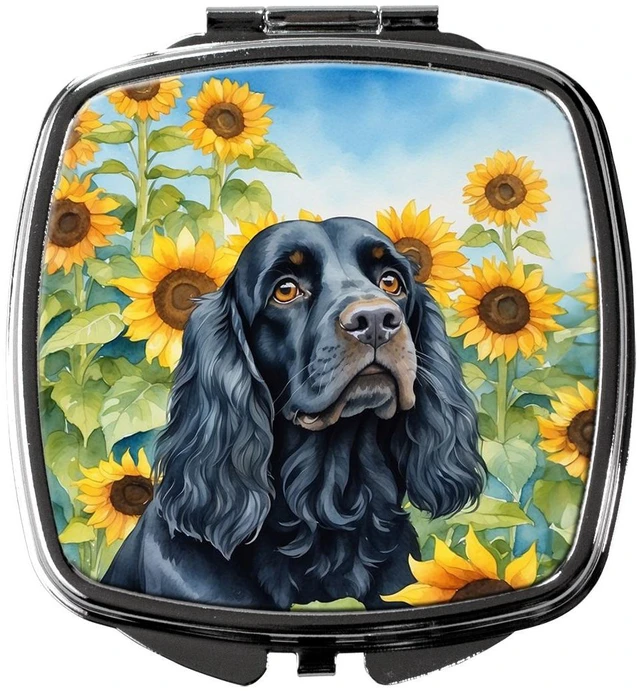 Main image of Cocker Spaniel in Sunflowers Compact Mirror Decorative Travel Makeup Mirror for Women Girls Gifts Pocket Makeup Mirror Folding Handheld