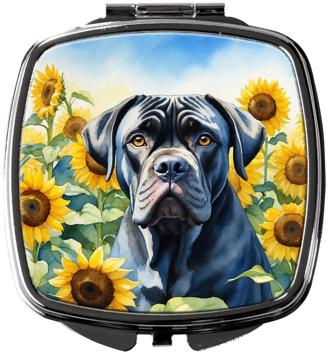 Main image of Cane Corso in Sunflowers Compact Mirror Decorative Travel Makeup Mirror for Women Girls Gifts Pocket Makeup Mirror Folding Handheld