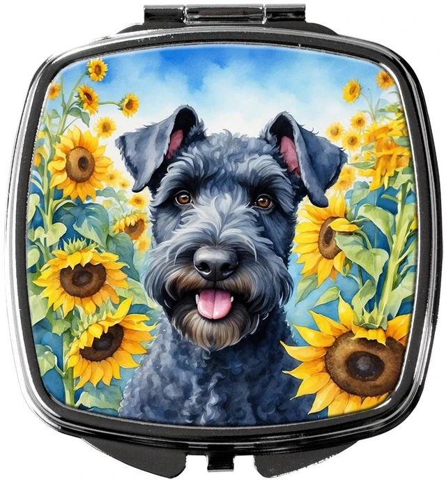 Main image of Kerry Blue Terrier in Sunflowers Compact Mirror Decorative Travel Makeup Mirror for Women Girls Gifts Pocket Makeup Mirror Folding Handheld