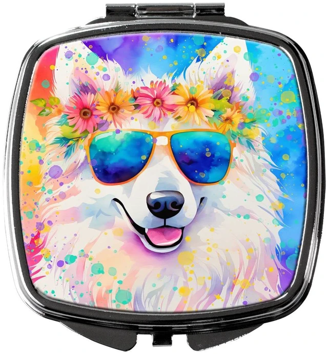 Main image of Samoyed Hippie Dawg Compact Mirror Decorative Travel Makeup Mirror for Women Girls Gifts Pocket Makeup Mirror Folding Handheld