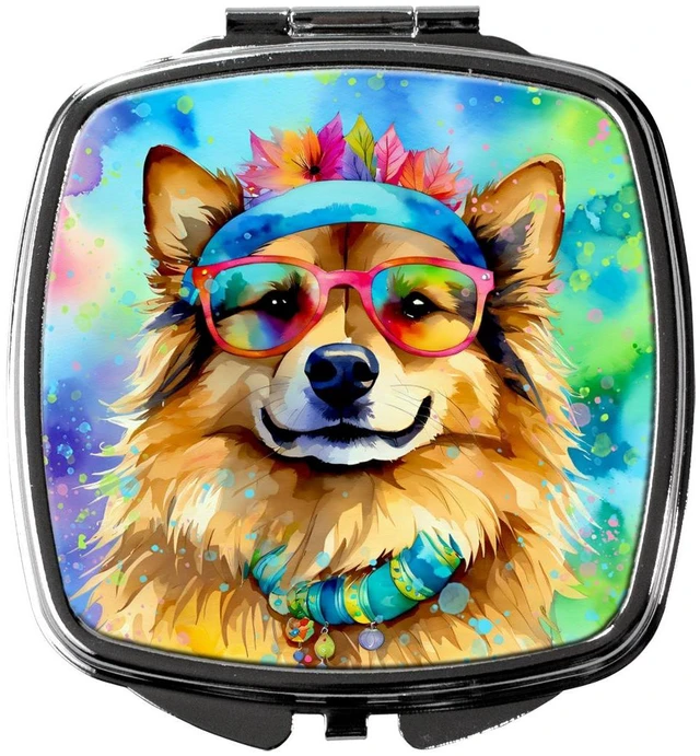 Main image of Hippie Dawg Compact Mirror Decorative Travel Makeup Mirror for Women Girls Gifts Pocket Makeup Mirror Folding Handheld