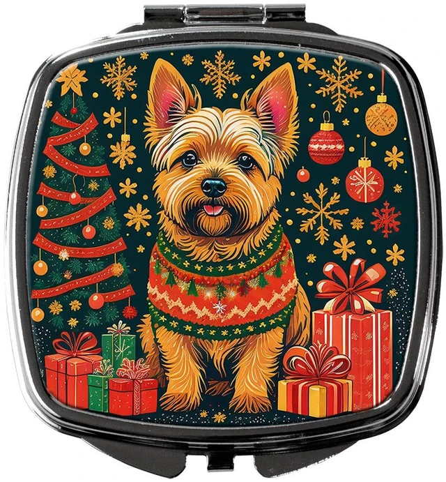 Main image of Norwich Terrier Christmas Compact Mirror Decorative Travel Makeup Mirror for Women Girls Gifts Pocket Makeup Mirror Folding Handheld