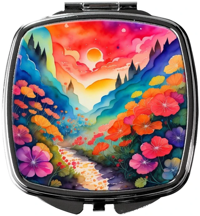 Main image of Colorful Geraniums Compact Mirror Decorative Travel Makeup Mirror for Women Girls Gifts Pocket Makeup Mirror Folding Handheld