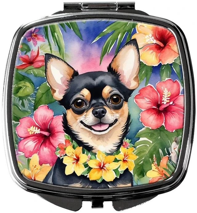Main image of Chihuahua Luau Compact Mirror Decorative Travel Makeup Mirror for Women Girls Gifts Pocket Makeup Mirror Folding Handheld