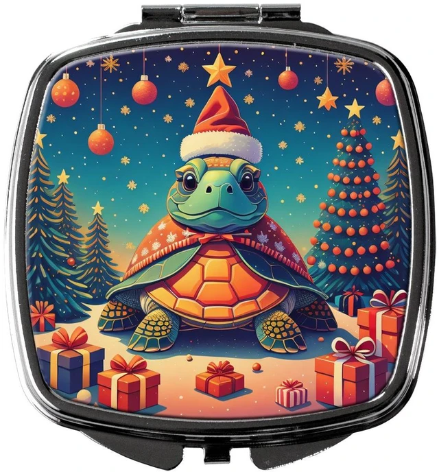 Main image of Turtle Christmas Compact Mirror Decorative Travel Makeup Mirror for Women Girls Gifts Pocket Makeup Mirror Folding Handheld