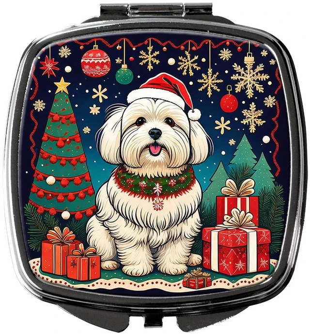 Main image of Coton De Tulear Christmas Compact Mirror Decorative Travel Makeup Mirror for Women Girls Gifts Pocket Makeup Mirror Folding Handheld