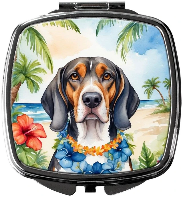 Main image of American English Coonhound Luau Compact Mirror Decorative Travel Makeup Mirror for Women Girls Gifts Pocket Makeup Mirror Folding Handheld