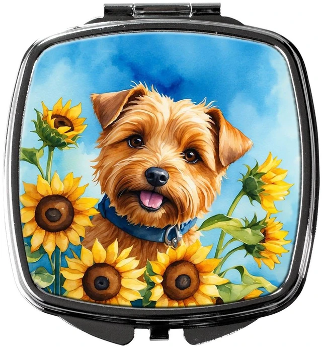 Main image of Norfolk Terrier in Sunflowers Compact Mirror Decorative Travel Makeup Mirror for Women Girls Gifts Pocket Makeup Mirror Folding Handheld