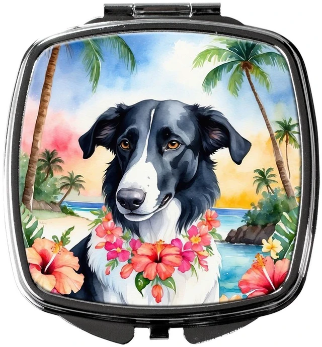 Main image of Borzoi Luau Compact Mirror Decorative Travel Makeup Mirror for Women Girls Gifts Pocket Makeup Mirror Folding Handheld