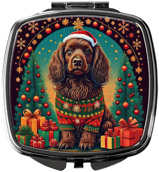 Main image of Boykin Spaniel Christmas Compact Mirror Decorative Travel Makeup Mirror for Women Girls Gifts Pocket Makeup Mirror Folding Handheld