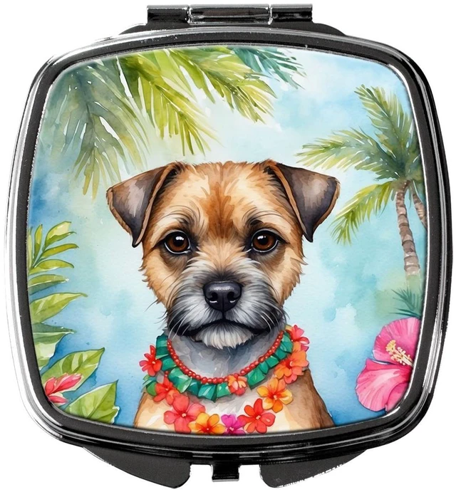 Main image of Border Terrier Luau Compact Mirror Decorative Travel Makeup Mirror for Women Girls Gifts Pocket Makeup Mirror Folding Handheld