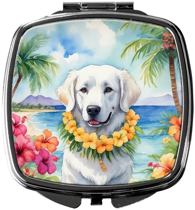 Main image of Kuvasz Luau Compact Mirror Decorative Travel Makeup Mirror for Women Girls Gifts Pocket Makeup Mirror Folding Handheld