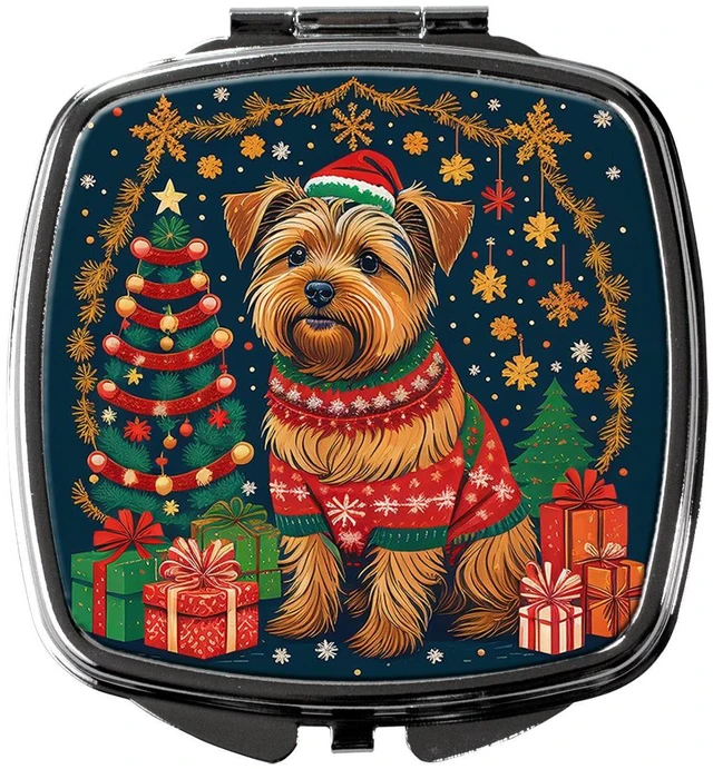 Main image of Norfolk Terrier Christmas Compact Mirror Decorative Travel Makeup Mirror for Women Girls Gifts Pocket Makeup Mirror Folding Handheld