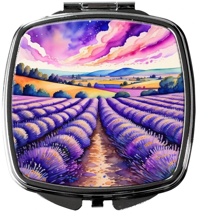 Main image of Colorful English Lavender Compact Mirror Decorative Travel Makeup Mirror for Women Girls Gifts Pocket Makeup Mirror Folding Handheld