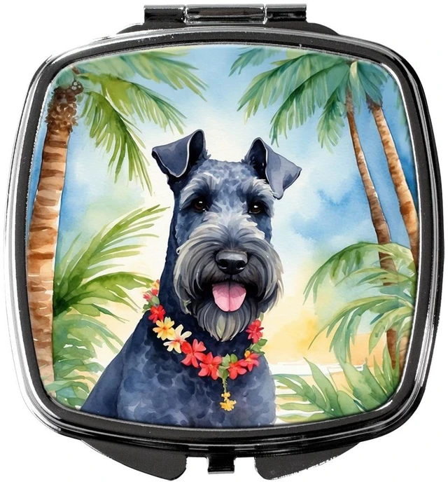 Main image of Kerry Blue Terrier Luau Compact Mirror Decorative Travel Makeup Mirror for Women Girls Gifts Pocket Makeup Mirror Folding Handheld