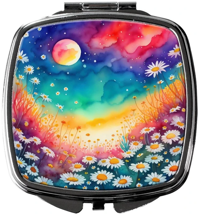 Main image of Colorful Daisies Compact Mirror Decorative Travel Makeup Mirror for Women Girls Gifts Pocket Makeup Mirror Folding Handheld