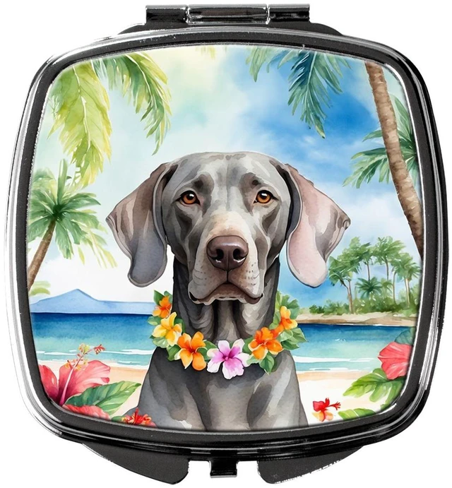 Main image of Weimaraner Luau Compact Mirror Decorative Travel Makeup Mirror for Women Girls Gifts Pocket Makeup Mirror Folding Handheld