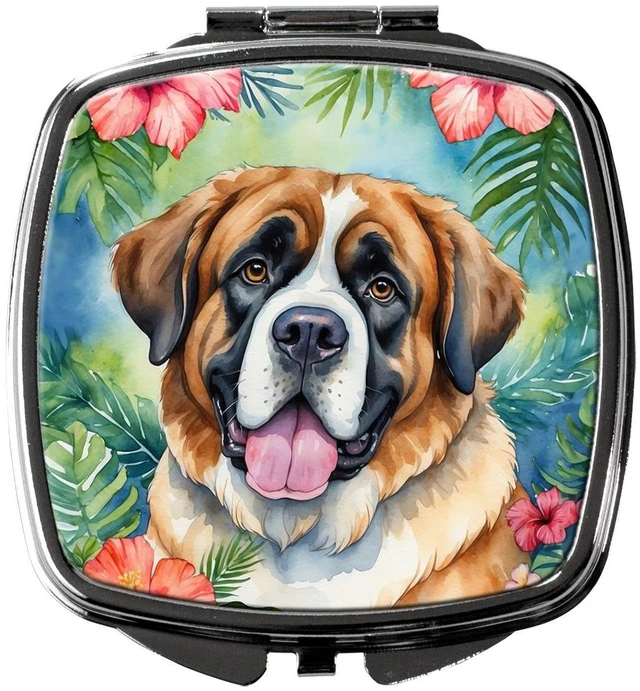 Main image of Saint Bernard Luau Compact Mirror Decorative Travel Makeup Mirror for Women Girls Gifts Pocket Makeup Mirror Folding Handheld