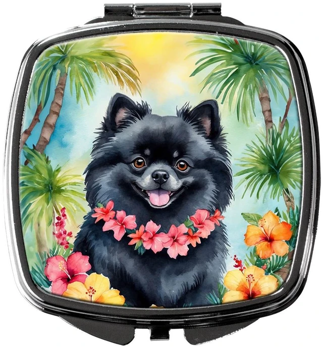 Main image of Pomeranian Luau Compact Mirror Decorative Travel Makeup Mirror for Women Girls Gifts Pocket Makeup Mirror Folding Handheld