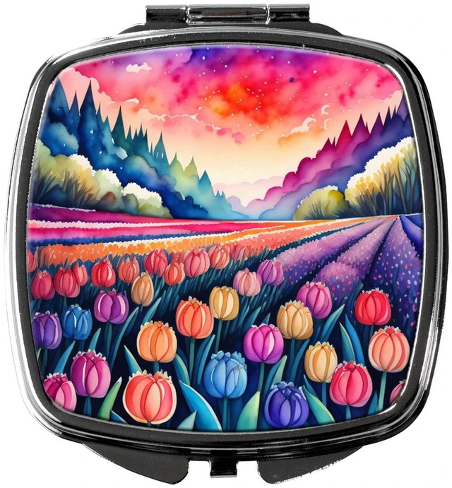 Main image of Colorful Hyacinths Compact Mirror Decorative Travel Makeup Mirror for Women Girls Gifts Pocket Makeup Mirror Folding Handheld