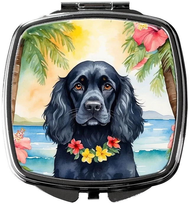 Main image of Cocker Spaniel Luau Compact Mirror Decorative Travel Makeup Mirror for Women Girls Gifts Pocket Makeup Mirror Folding Handheld