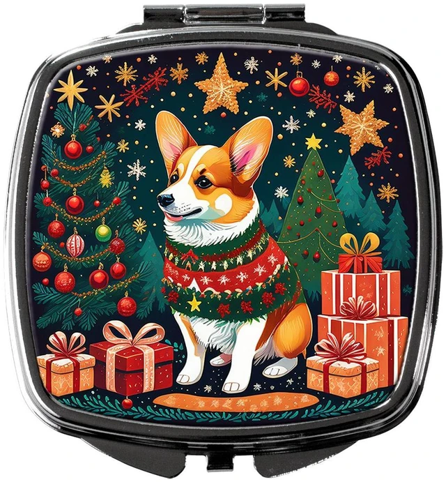 Main image of Corgi Christmas Compact Mirror Decorative Travel Makeup Mirror for Women Girls Gifts Pocket Makeup Mirror Folding Handheld
