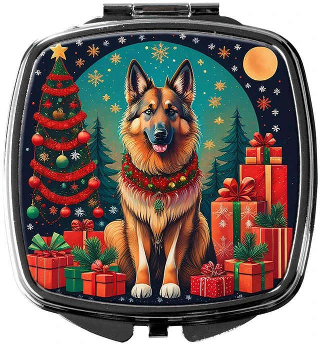 Main image of Belgian Tervuren Christmas Compact Mirror Decorative Travel Makeup Mirror for Women Girls Gifts Pocket Makeup Mirror Folding Handheld