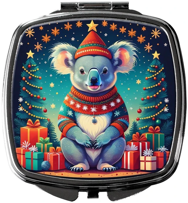 Main image of Koala Christmas Compact Mirror Decorative Travel Makeup Mirror for Women Girls Gifts Pocket Makeup Mirror Folding Handheld