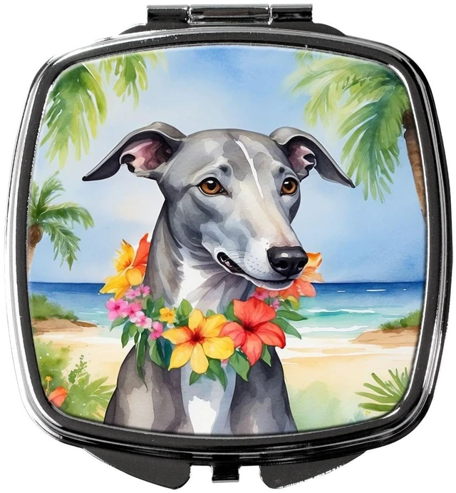 Main image of Greyhound Luau Compact Mirror Decorative Travel Makeup Mirror for Women Girls Gifts Pocket Makeup Mirror Folding Handheld