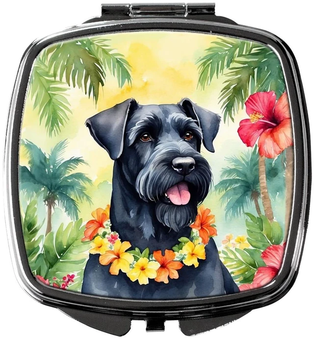 Main image of Giant Schnauzer Luau Compact Mirror Decorative Travel Makeup Mirror for Women Girls Gifts Pocket Makeup Mirror Folding Handheld