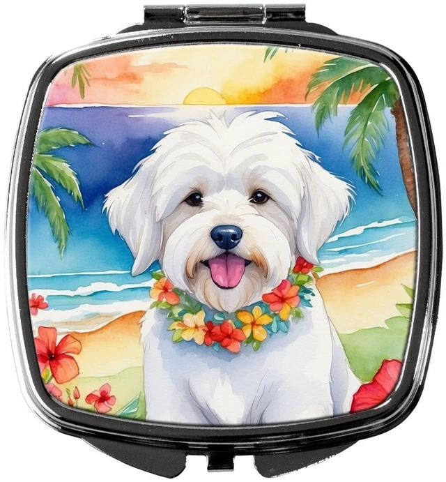 Main image of Coton de Tulear Luau Compact Mirror Decorative Travel Makeup Mirror for Women Girls Gifts Pocket Makeup Mirror Folding Handheld
