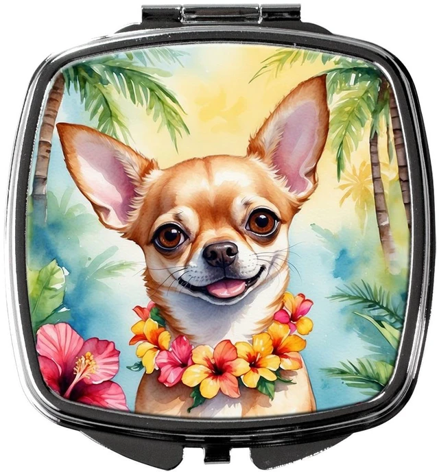Main image of Chihuahua Luau Compact Mirror Decorative Travel Makeup Mirror for Women Girls Gifts Pocket Makeup Mirror Folding Handheld