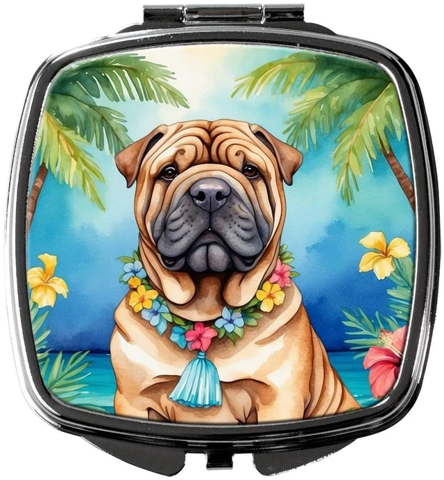 Main image of Shar Pei Luau Compact Mirror Decorative Travel Makeup Mirror for Women Girls Gifts Pocket Makeup Mirror Folding Handheld