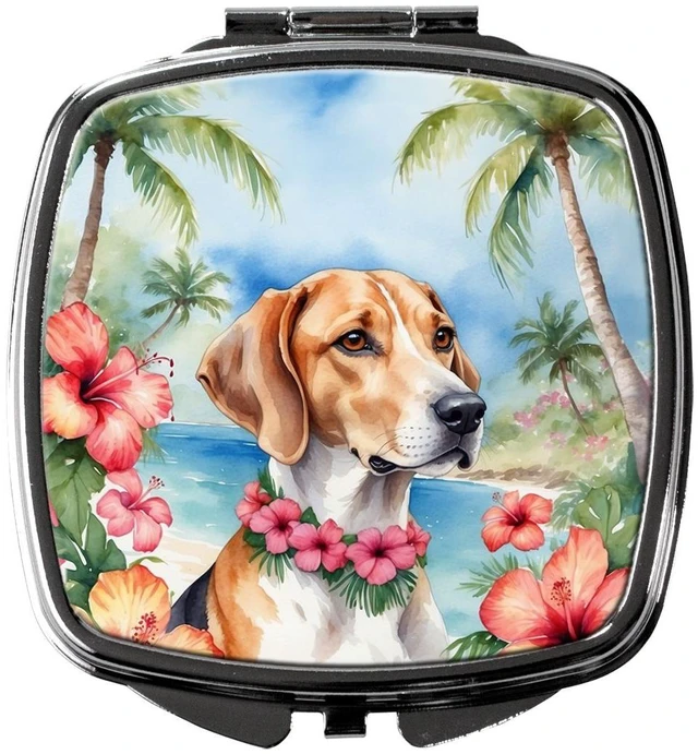 Main image of English Foxhound Luau Compact Mirror Decorative Travel Makeup Mirror for Women Girls Gifts Pocket Makeup Mirror Folding Handheld