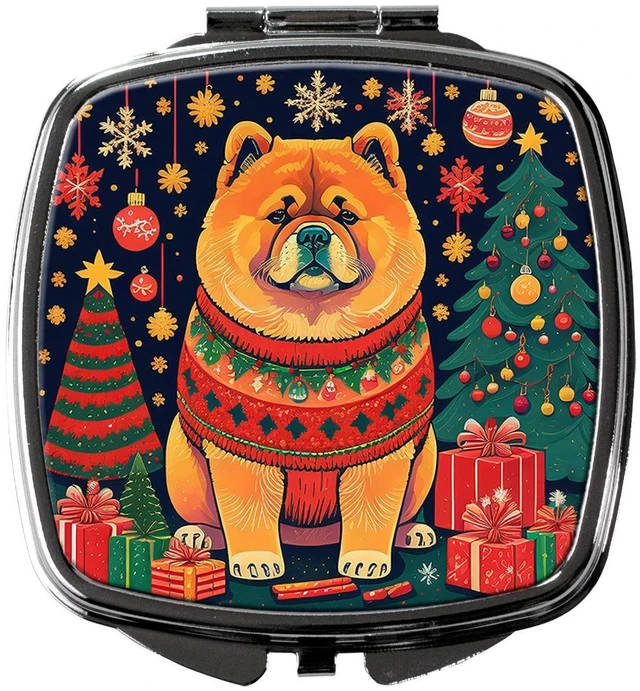 Main image of Chow Chow Christmas Compact Mirror Decorative Travel Makeup Mirror for Women Girls Gifts Pocket Makeup Mirror Folding Handheld