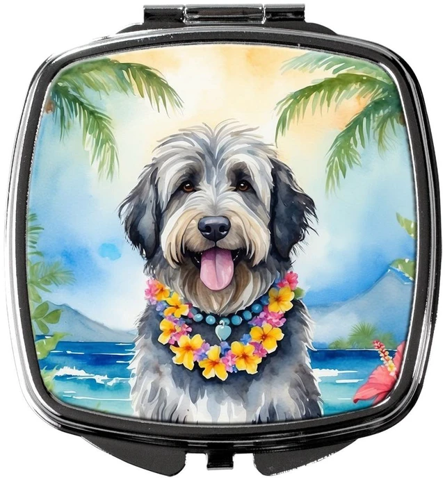 Main image of Bergamasco Sheepdog Luau Compact Mirror Decorative Travel Makeup Mirror for Women Girls Gifts Pocket Makeup Mirror Folding Handheld