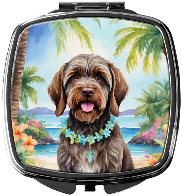 Main image of Wirehaired Pointing Griffon Luau Compact Mirror Decorative Travel Makeup Mirror for Women Girls Gifts Pocket Makeup Mirror Folding Handheld
