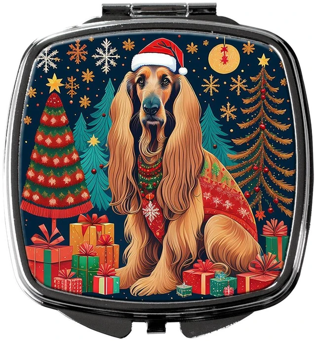 Main image of Afghan Hound Christmas Compact Mirror Decorative Travel Makeup Mirror for Women Girls Gifts Pocket Makeup Mirror Folding Handheld