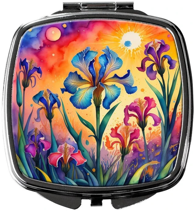Main image of Colorful Iris Compact Mirror Decorative Travel Makeup Mirror for Women Girls Gifts Pocket Makeup Mirror Folding Handheld